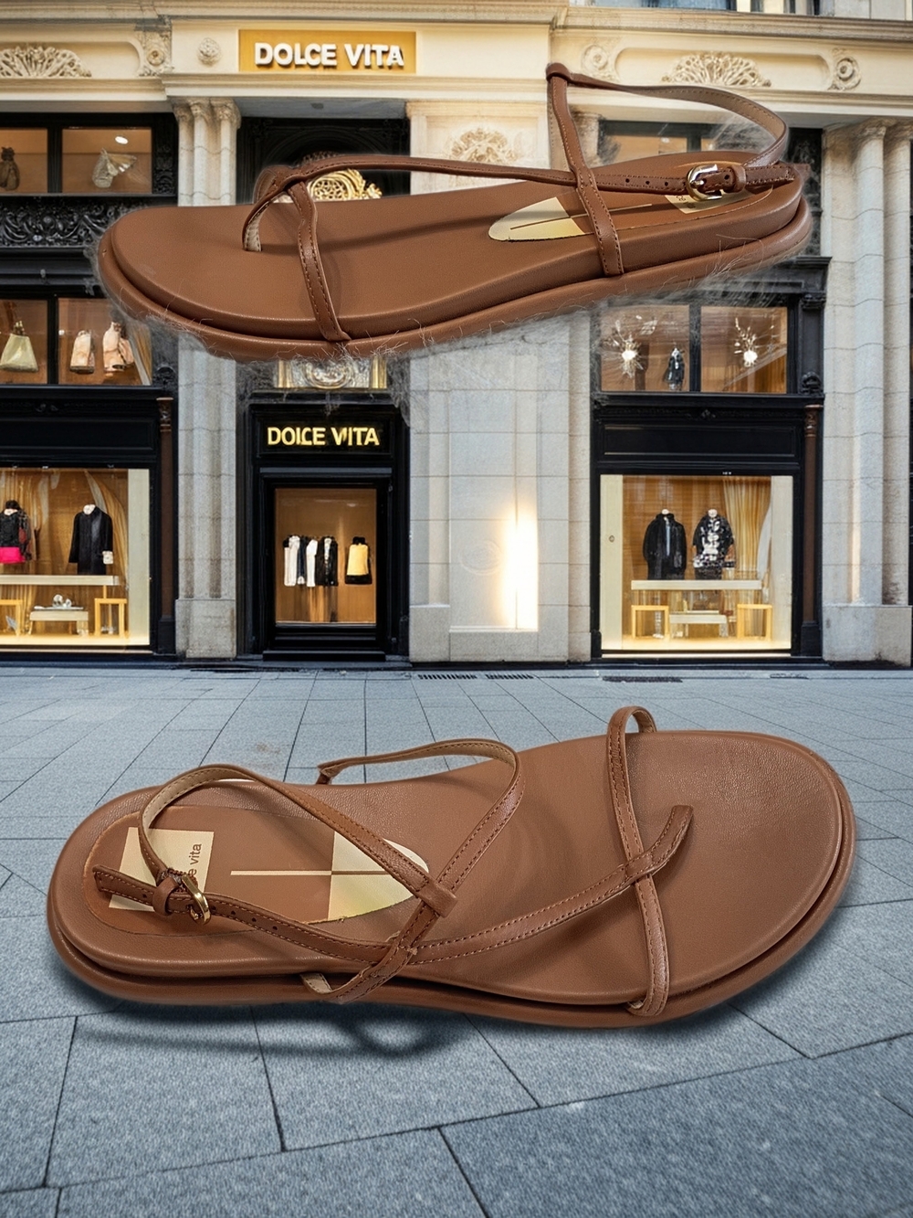 Dolce Vita Brown Leather Strappy Thong Sandals SZ 10
